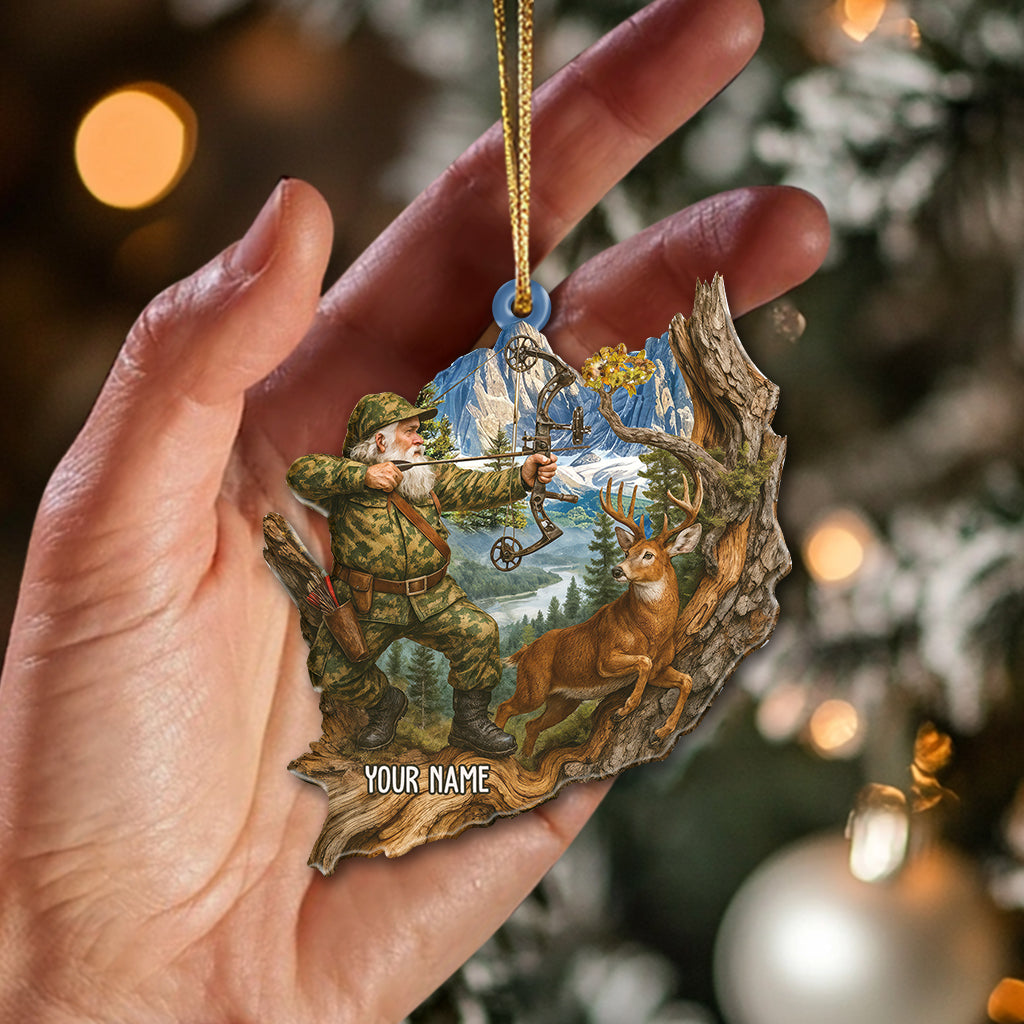 MollyTee Deer Hunting Santa, Home Decor, Christmas Ornament, Personalized Ornament 2D Flat - image 1