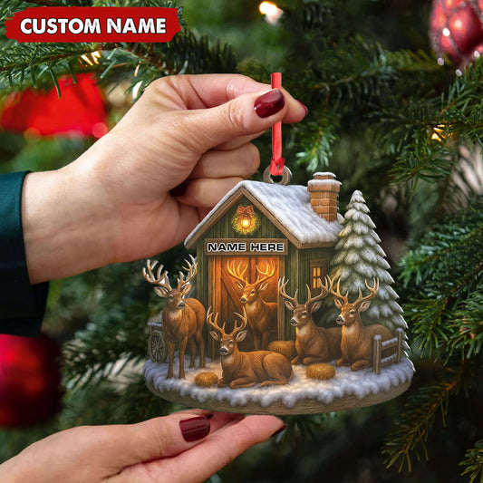 MollyTee Personalized Acrylic Deer Family Christmas Ornament - Rustic Holiday Cabin Decor for Hunters & Wildlife Lovers - image 1