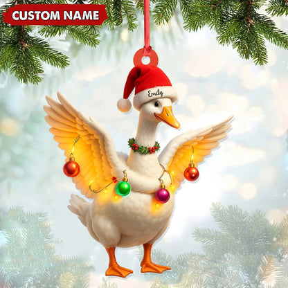 MollyTee Custom Funny Christmas Duck Decoration Acrylic Ornament - Cute Personalized Holiday Gift for Friends & Duck Lovers - image 1