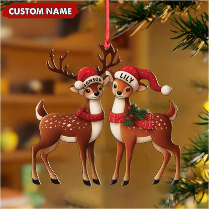 MollyTee Personalized Couple Reindeer Acrylic Ornament - Cute Custom Deer Christmas Tree Gift for Couples - image 3