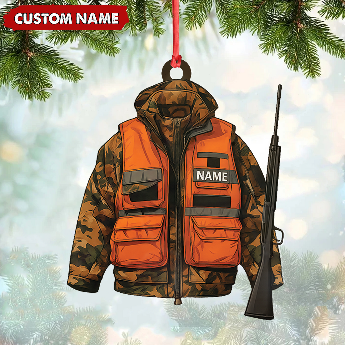 MollyTee Personalized Hunter Ornament - Custom Camo Jacket Christmas Decoration for Men & Hunters - image 1