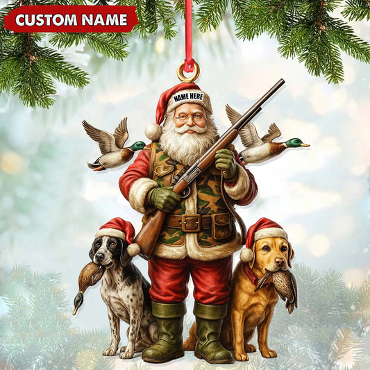 MollyTee Personalized Santa Duck Hunter Ornament, Custom Name Christmas Gift for Hunting Lovers - image 1
