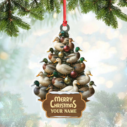 MollyTee Funny Duck Christmas Tree Acrylic Ornament - Personalized Hunting Gift, Mallard Duck Lover Decoration, Rustic Country Holiday Decor - image 1