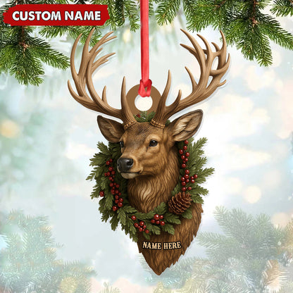 MollyTee Personalized Rustic Deer Head Christmas Acrylic Ornament - 3D-Look Holiday Decor & Perfect Gift for Hunters & Nature Lovers - image 1