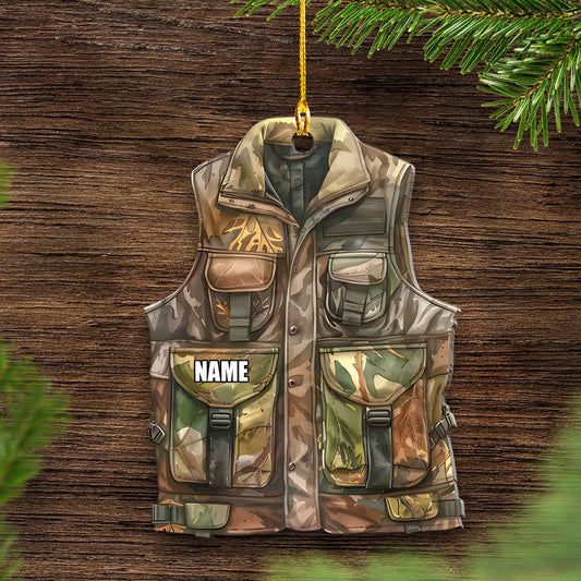 MollyTee Personalized Camo Hunting Vest Ornament Custom Name Christmas Tree Decoration Gift for Hunters - image 2