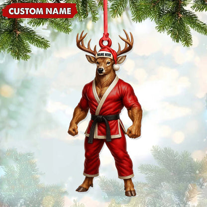 MollyTee Personalized Karate Deer Ornament, Custom Name Martial Arts Christmas Decoration - image 4