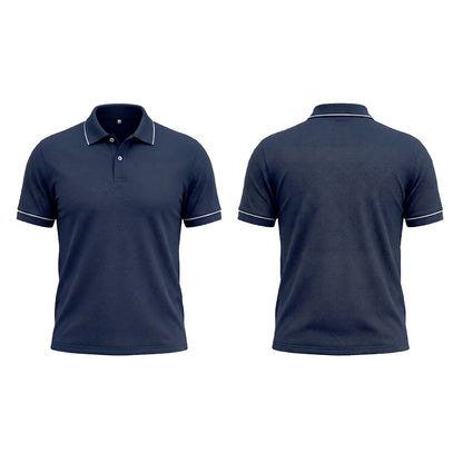 Custom Navy Circle Logo Office Polo Shirt