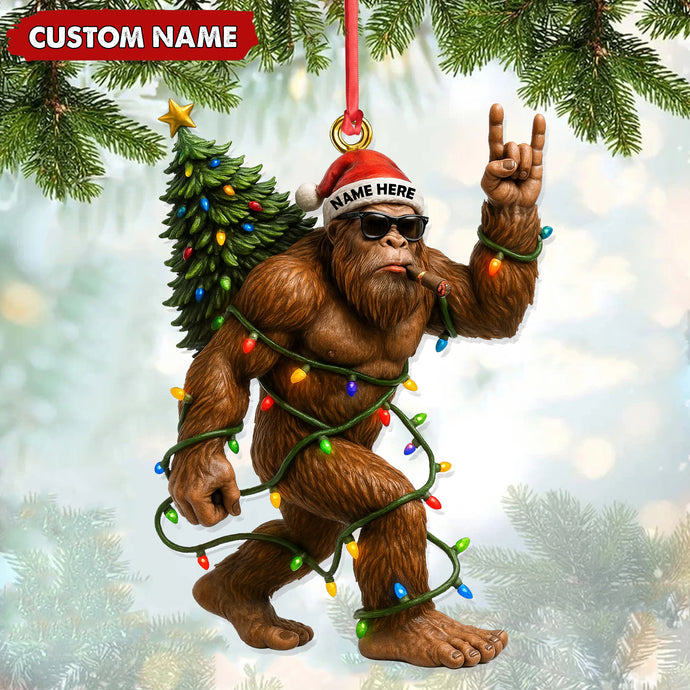 MollyTee Personalized Bigfoot Christmas Ornament, Custom Name Funny Holiday Gift for Hunters - image 1