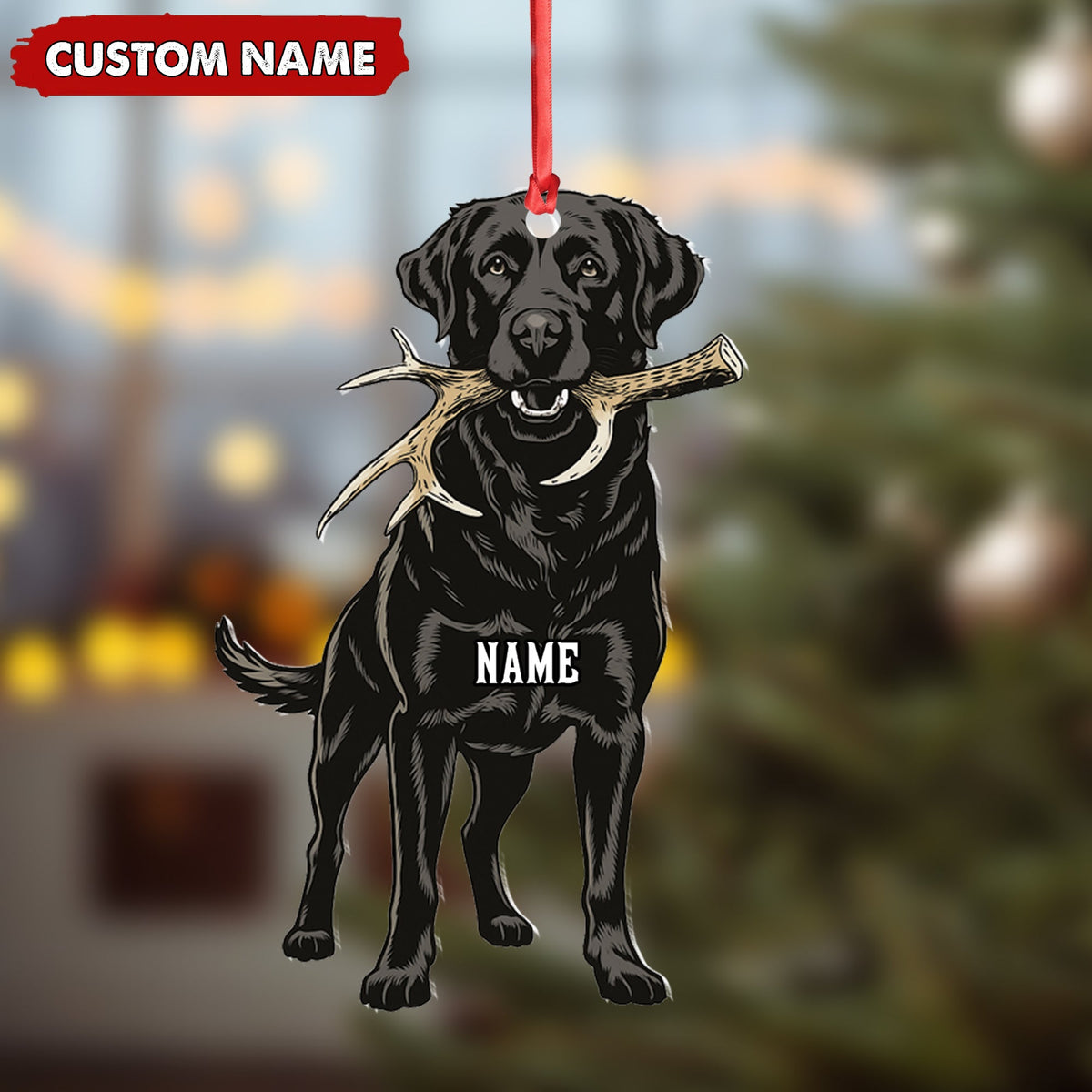 MollyTee Personalized Black Lab Dog Christmas Ornament - Personalized Hunting Dog Acrylic Decor - image 2