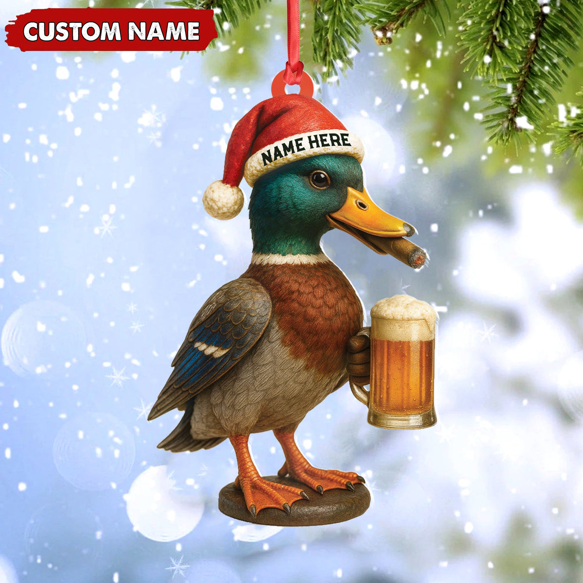 MollyTee Personalized Mallard Duck Christmas Acrylic Ornament Custom Name Holiday Decor for Hunters & Nature Lovers - image 4