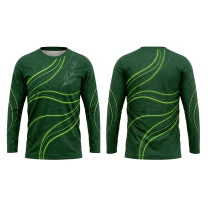 Custom Neon Green Botanical Wave Landscaping Uniform Shirt