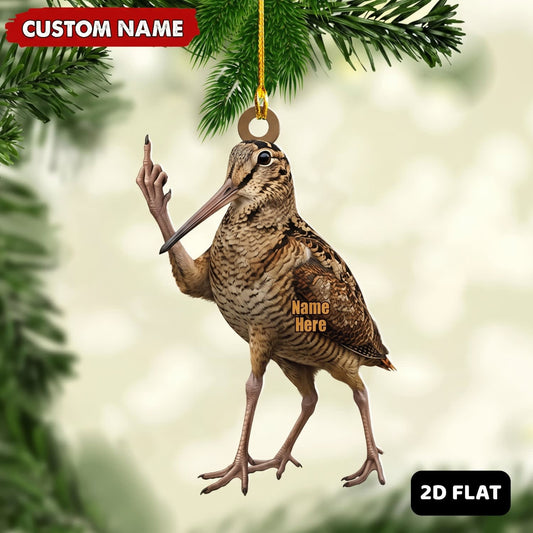 MollyTee Woodcock Hunting Middle Finger Gesture Personalized Bird Hunting Gift Customized Name 3D-Look Keychain And Ornament - image 1