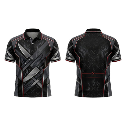 Custom Black Chef Knife Restaurant Uniform Shirt