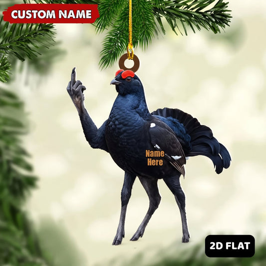 MollyTee Black Grouse Hunting Middle Finger Gesture Bird Hunting Gift For Hunters Customized Name 3D-Look Keychain And Ornament - image 1