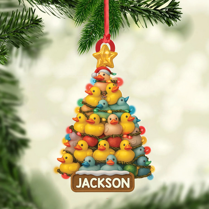 MollyTee Personalized Funny Rubber Duck Acrylic Christmas Tree Ornament - Custom Name Xmas Decoration for Hunter or Family, Cute Holiday Ornament - image 2