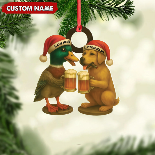 MollyTee Custom Duck & Dog Acrylic Christmas Ornament - Personalized Hunter Gift - image 2
