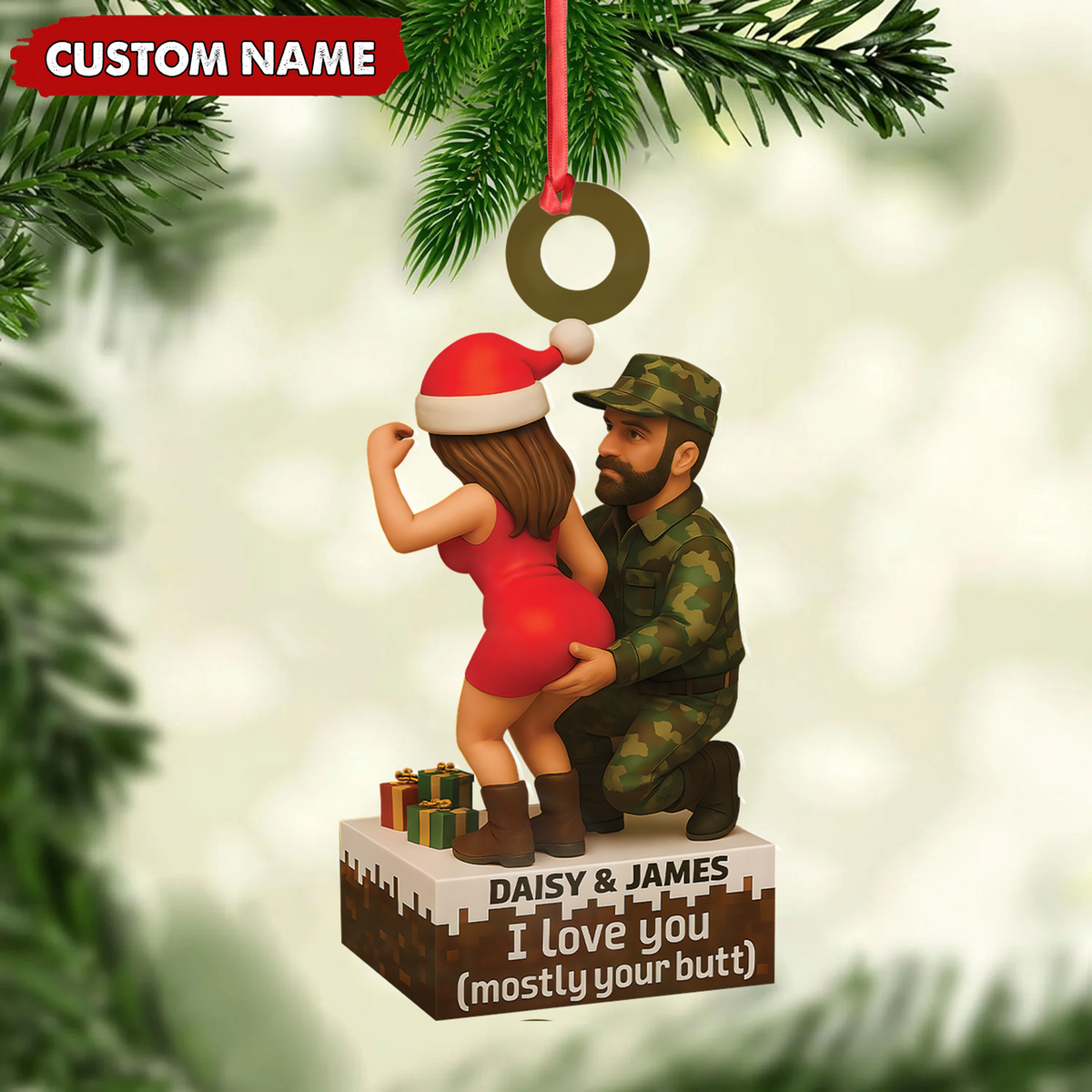 MollyTee Personalized Funny Hunter Couple Acrylic Ornament - Custom Name Christmas Gift for Him or Her - image 2