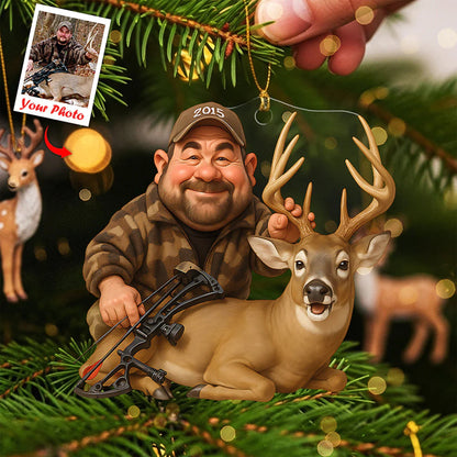 MollyTee Personalized Hunting Acrylic Christmas Ornament Custom Photo Caricature Gift For Hunters - image 3