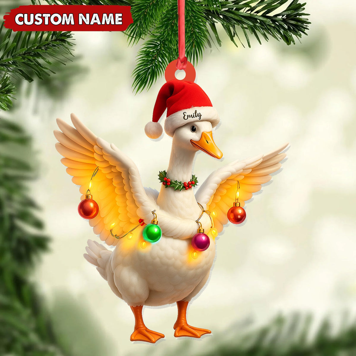 MollyTee Custom Funny Christmas Duck Decoration Acrylic Ornament - Cute Personalized Holiday Gift for Friends & Duck Lovers - image 2
