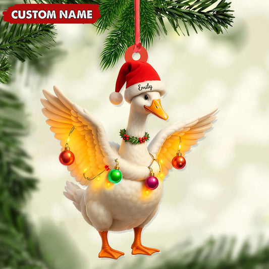 MollyTee Custom Funny Christmas Duck Decoration Acrylic Ornament - Cute Personalized Holiday Gift for Friends & Duck Lovers - image 2