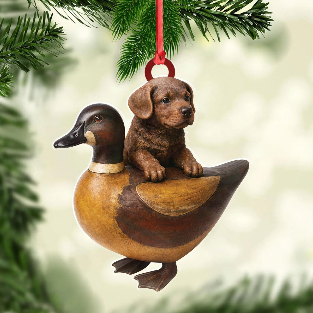 MollyTee Personalized Funny Puppy and Duck Acrylic Ornament - Rustic Hunting Decor for Dog Lovers, Country Cabin Wall Art, Whimsical Farmhouse Gift for Hunters - image 2