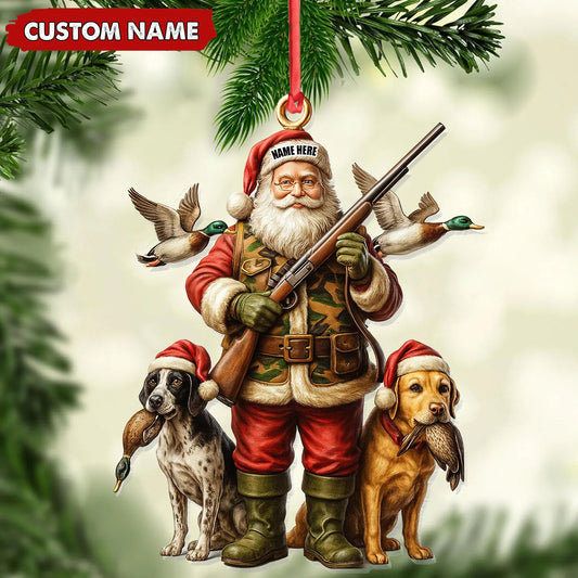 MollyTee Personalized Santa Duck Hunter Ornament, Custom Name Christmas Gift for Hunting Lovers - image 2