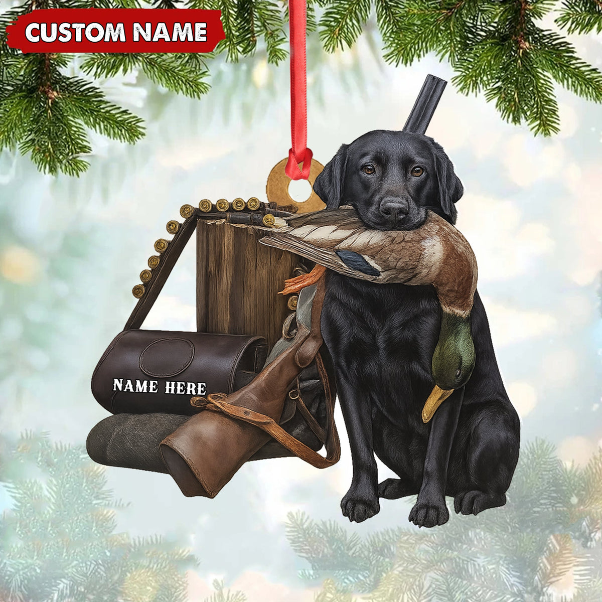 MollyTee Personalized Duck Hunting Dog Ornament - Personalized Acrylic Christmas Decor for Hunters - image 1