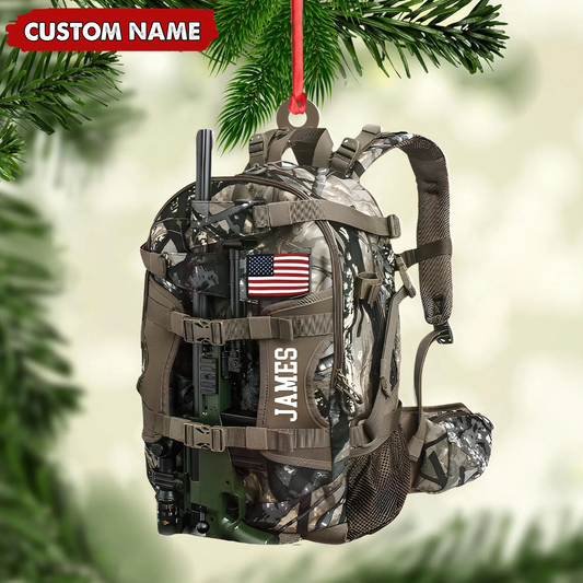 MollyTee Custom Hunting Backpack Acrylic Ornament - Personalized Tactical Gift for Hunters & Veterans - image 2
