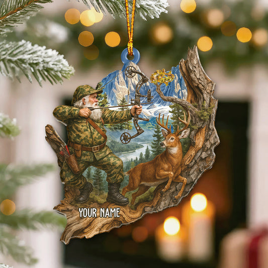 MollyTee Deer Hunting Santa, Home Decor, Christmas Ornament, Personalized Ornament 2D Flat - image 2