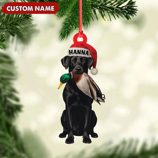 MollyTee Personalized Hunting Dog Christmas Ornament with Duck - Custom Name Lab Retriever Holiday Decor - image 1