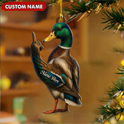 MollyTee Personalized Funny Duck Fukin' Finger Hunting Acrylic Christmas Ornament Custom Gift for Hunters - image 5