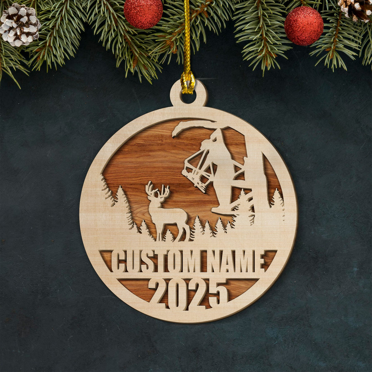 MollyTee Personalized Bow Hunter Ornament 2025 - Custom Name Gift for Deer Hunters - image 1