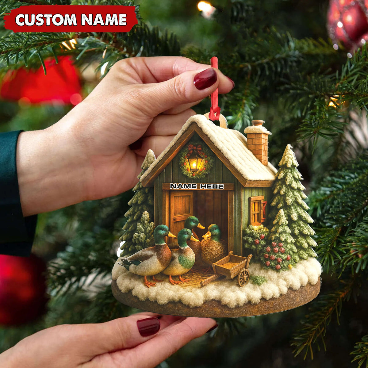 MollyTee Personalized Acrylic Mallard Duck Family Christmas Ornament - Rustic Holiday Cabin Decor for Nature & Wildlife Lovers - image 1