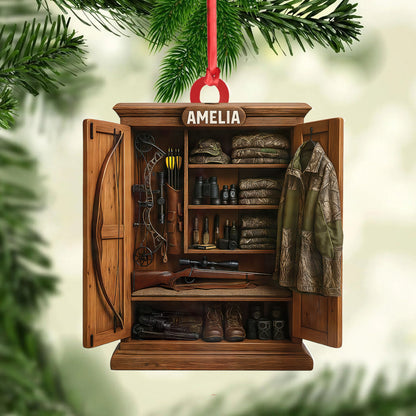 MollyTee Personalized HunterÃƒÂ¢Ã¢â€šÂ¬Ã¢â€žÂ¢s Gear Closet Ornament, Custom Name Hunting Equipment Christmas Decoration - image 2