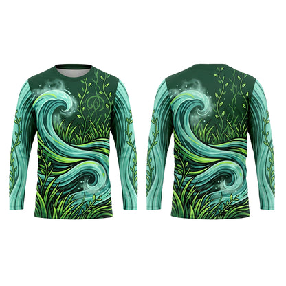 Custom Aqua Grass Wave Landscaping Uniform Shirt