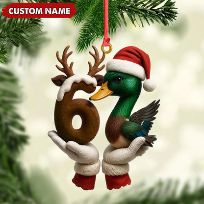 MollyTee Personalized Trend 67 Duck Christmas Ornament, Custom Name Six Seven Reindeer 6 and Duck Design, Funny Meme Holiday Tree Decoration - image 5