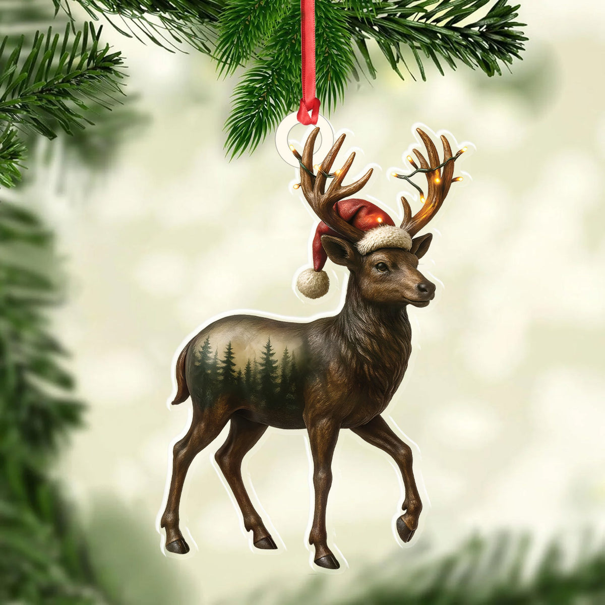 MollyTee Rustic Deer Christmas Ornament, Woodland Reindeer Holiday Tree Decoration - image 2
