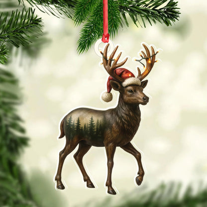 MollyTee Rustic Deer Christmas Ornament, Woodland Reindeer Holiday Tree Decoration - image 2