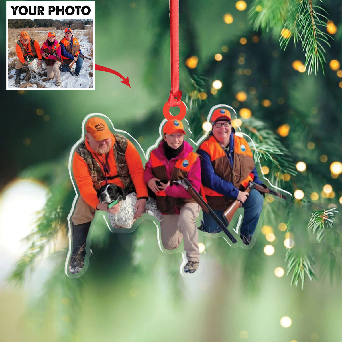 MollyTee Personalized Hunting Acrylic Christmas Ornament Custom Photo Gift for Hunters & Outdoor Lovers - image 2