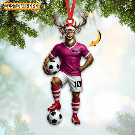 MollyTee Personalized Soccer Player Deer Hunting Acrylic Christmas Ornament And Keychain Custom Gift For Hunters 2D Flat - image 1