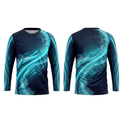 Custom Blue Waterfall Performance Pressure Washing Shirt