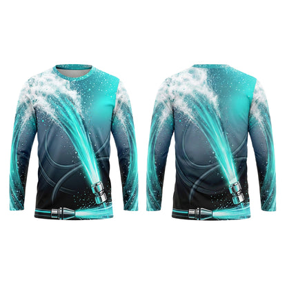 Custom Blue Waterfall Service Pressure Washing Shirt