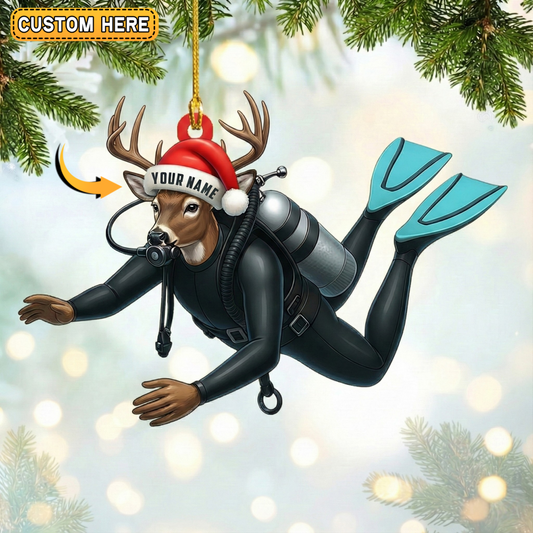 MollyTee Personalized Scuba Diving Deer Hunting Acrylic Christmas Ornament And Keychain Custom Gift For Hunters 2D Flat - image 1