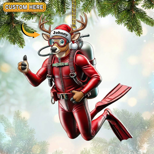 MollyTee Personalized Scuba Diver Deer Hunting Acrylic Christmas Ornament And Keychain Custom Gift For Hunters 2D Flat - image 1