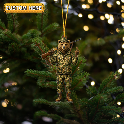 MollyTee Personalized Camo Bear Hunter Attitude Hunting Acrylic Christmas Ornament And Keychain Custom Gift For Hunters 2D Flat - image 2