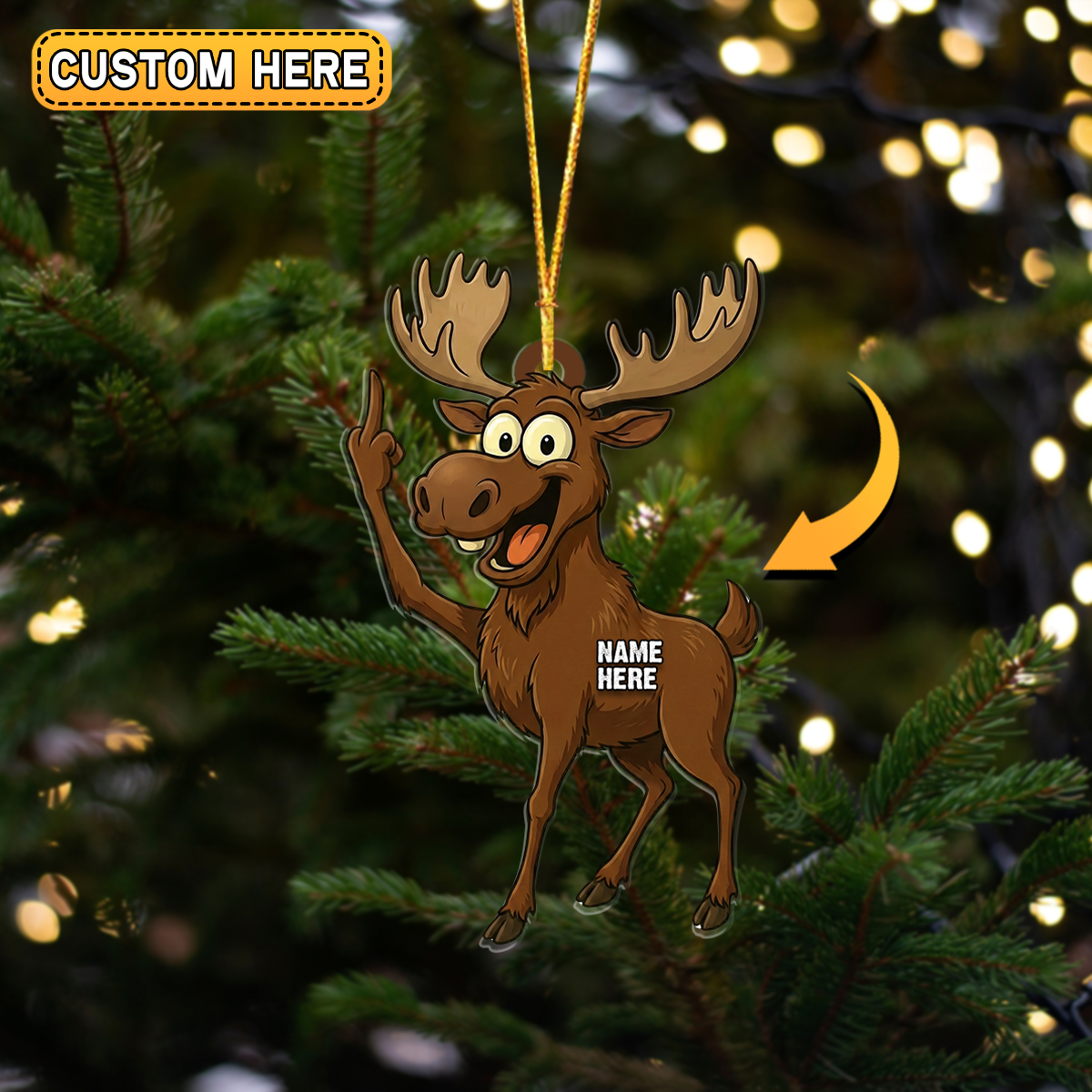 MollyTee Personalized Funny Moose Attitude Hunting Acrylic Christmas Ornament And Keychain Custom Gift For Hunters 2D Flat - image 3