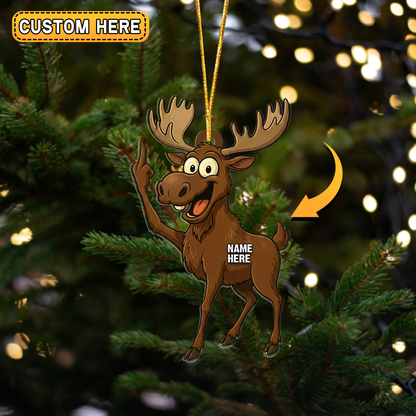 MollyTee Personalized Funny Moose Attitude Hunting Acrylic Christmas Ornament And Keychain Custom Gift For Hunters 2D Flat - image 3
