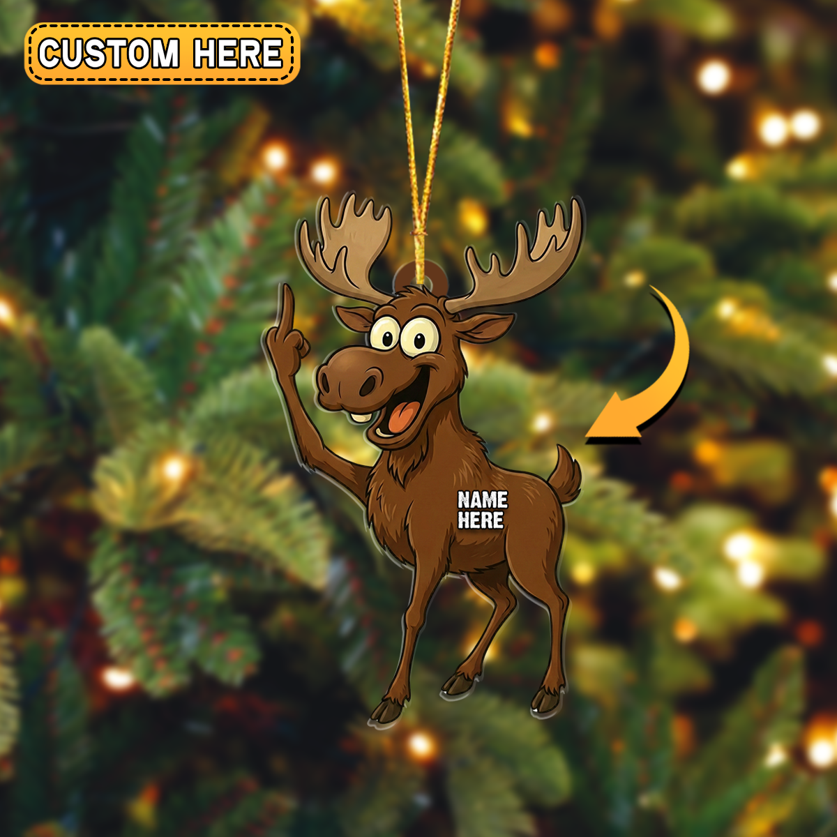 MollyTee Personalized Funny Moose Attitude Hunting Acrylic Christmas Ornament And Keychain Custom Gift For Hunters 2D Flat - image 2
