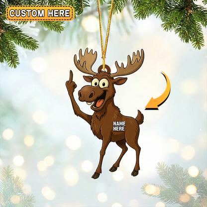 MollyTee Personalized Funny Moose Attitude Hunting Acrylic Christmas Ornament And Keychain Custom Gift For Hunters 2D Flat - image 1