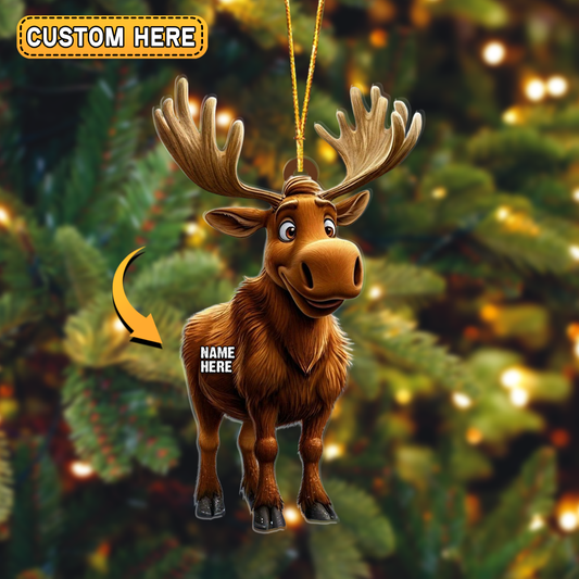 MollyTee Personalized Cartoon Moose Xmas Hunting Acrylic Christmas Ornament And Keychain Custom Gift For Hunters 2D Flat - image 2